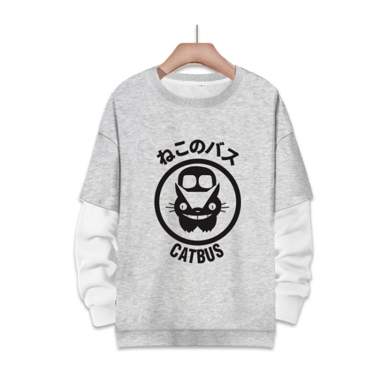 TOTORO Anime fake two-piece thick round neck sweater from S to 3XL