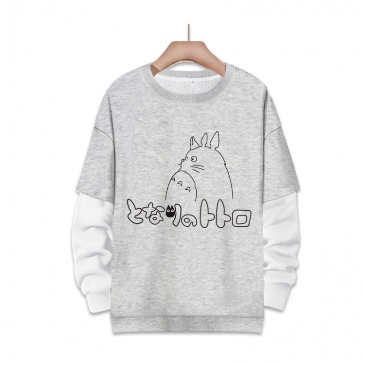 TOTORO Anime fake two-piece thick round neck sweater from S to 3XL