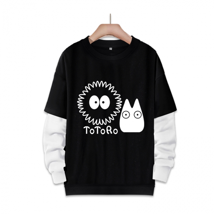 TOTORO Anime fake two-piece thick round neck sweater from S to 3XL