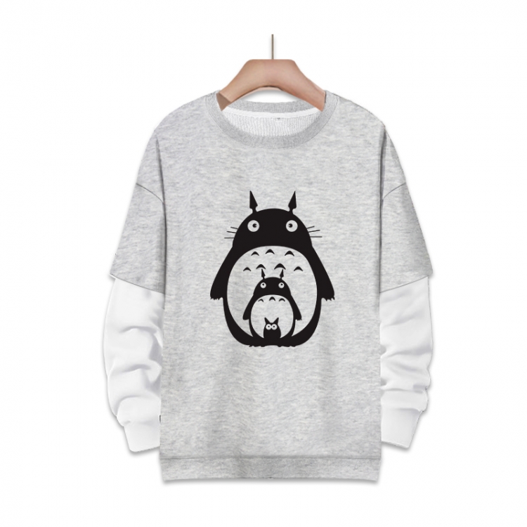 TOTORO Anime fake two-piece thick round neck sweater from S to 3XL