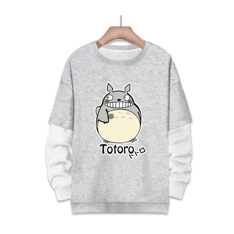 TOTORO Anime fake two-piece thick round neck sweater from S to 3XL