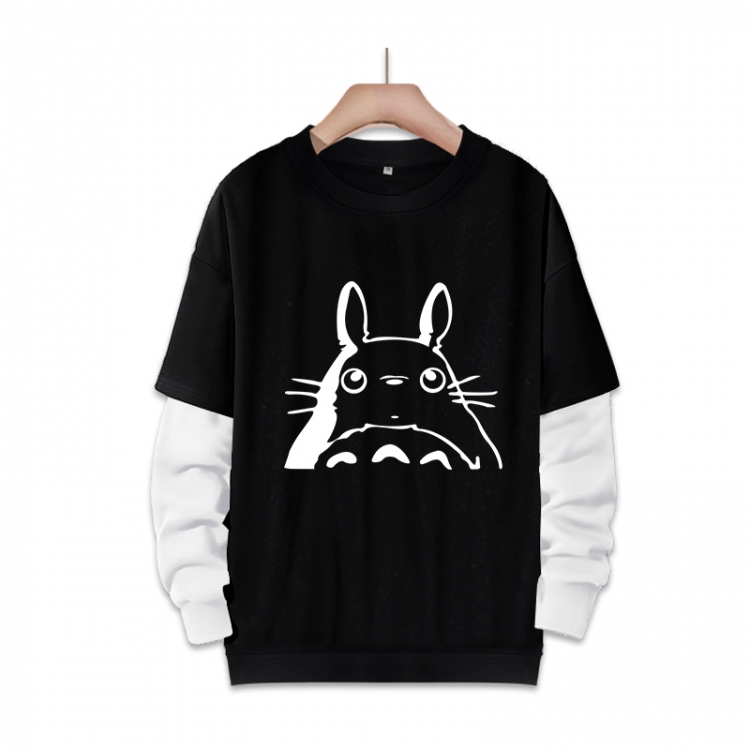 TOTORO Anime fake two-piece thick round neck sweater from S to 3XL