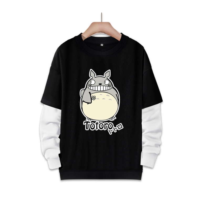 TOTORO Anime fake two-piece thick round neck sweater from S to 3XL