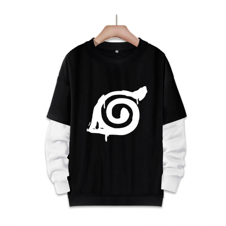 Naruto Anime fake two-piece thick round neck sweater from S to 3XL