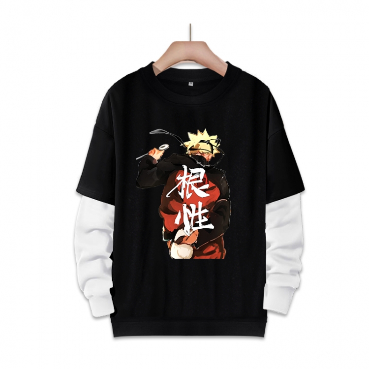 Naruto Anime fake two-piece thick round neck sweater from S to 3XL