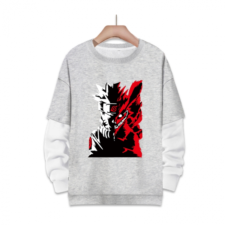 Naruto Anime fake two-piece thick round neck sweater from S to 3XL