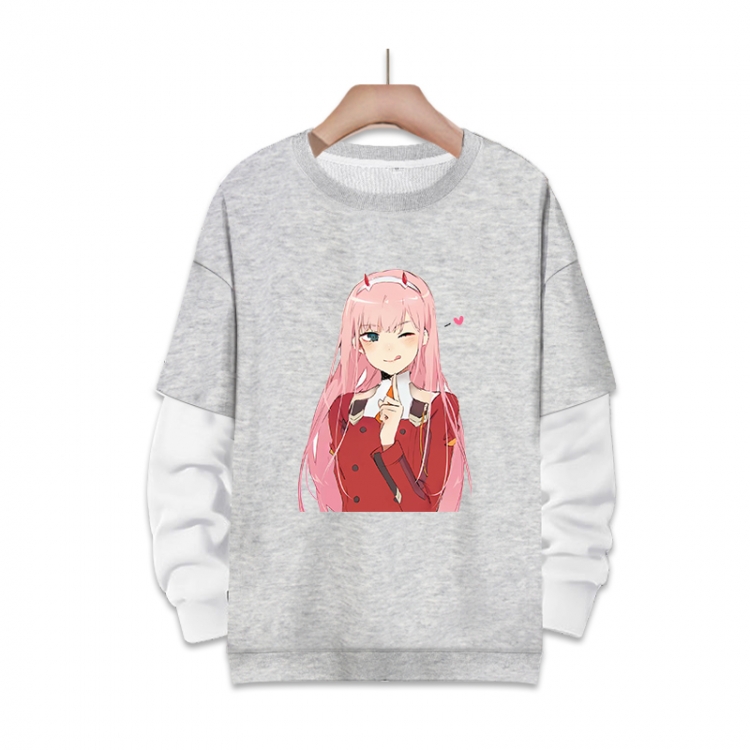 DARLING in the FRANXX  Anime fake two-piece thick round neck sweater from S to 3XL