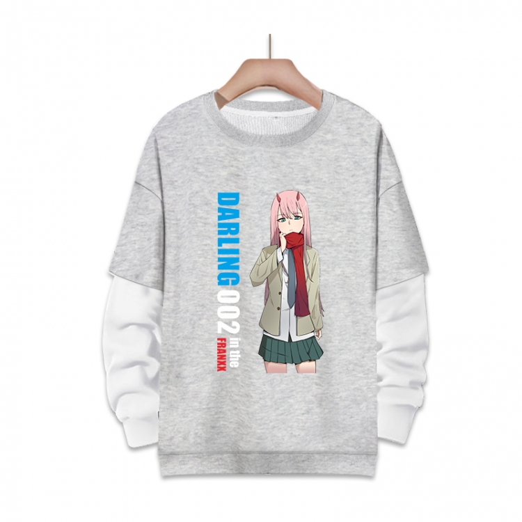 DARLING in the FRANXX  Anime fake two-piece thick round neck sweater from S to 3XL