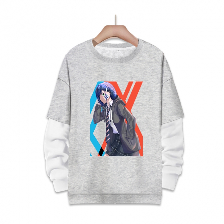 DARLING in the FRANXX  Anime fake two-piece thick round neck sweater from S to 3XL