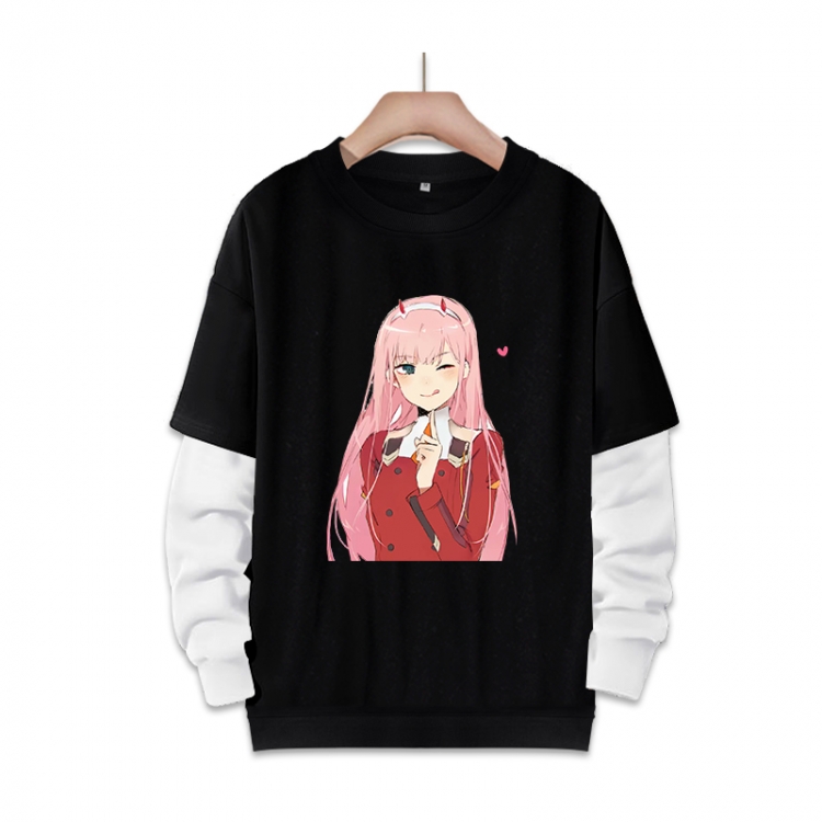 DARLING in the FRANXX  Anime fake two-piece thick round neck sweater from S to 3XL