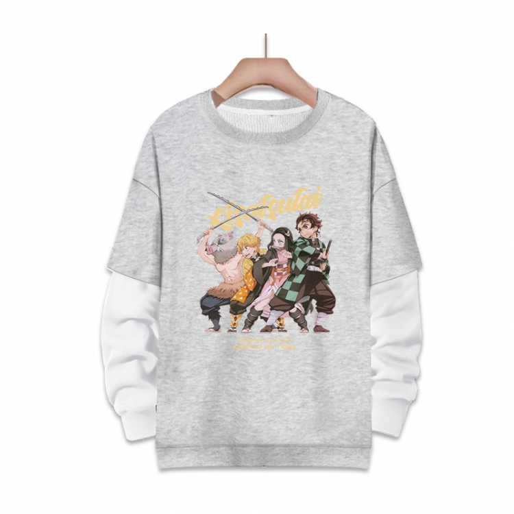 Demon Slayer Kimets Anime fake two-piece thick round neck sweater from S to 3XL