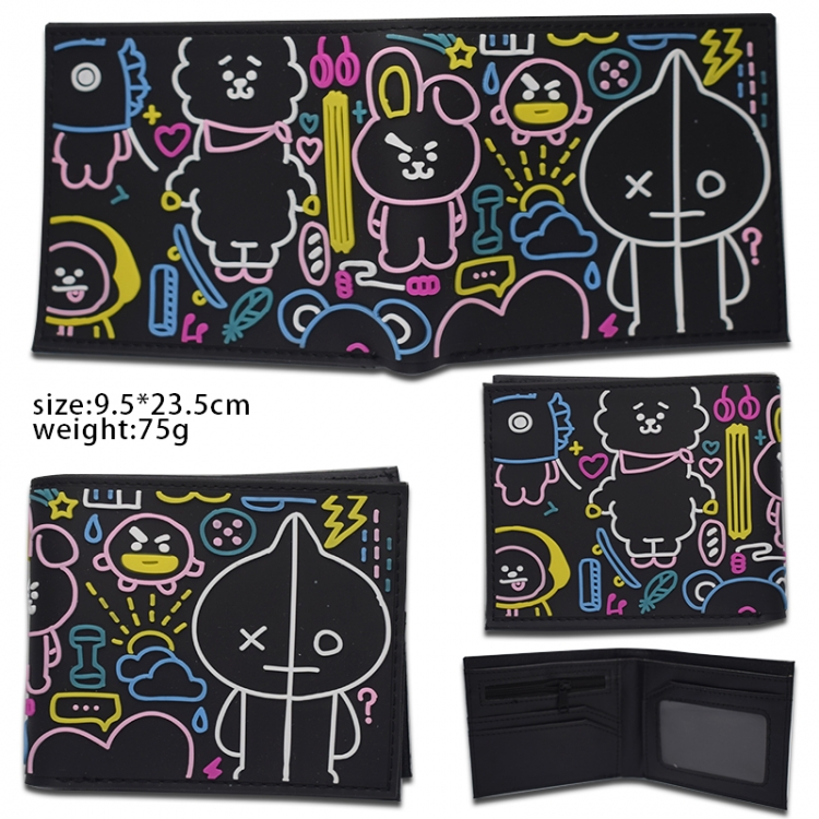 BTS  Silicone PVC Short Bi-Fold Wallet 9.5X23.5CM