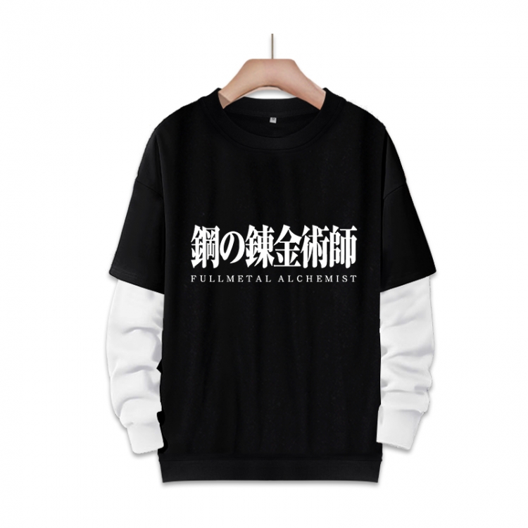  Fullmetal Alchemist Anime fake two-piece thick round neck sweater from S to 3XL