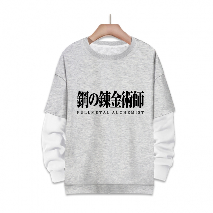  Fullmetal Alchemist Anime fake two-piece thick round neck sweater from S to 3XL