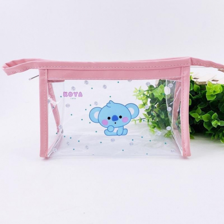 BTS Cartoon transparent cosmetic bag pencil case handbag price for 2 pcs