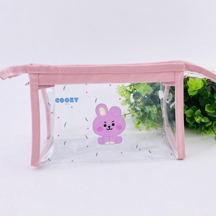 BTS Cartoon transparent cosmetic bag pencil case handbag price for 2 pcs