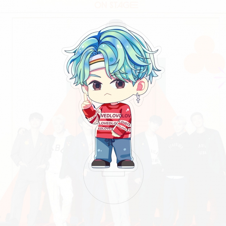 BTSCartoon Q version acrylic Standing Plates Keychain  11cm  price for 5 pcs LP018-SUGA