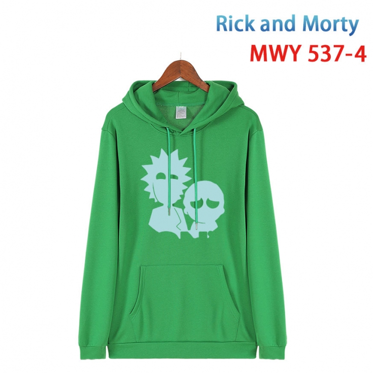 Rick and Morty Cotton Hooded Patch Pocket Sweatshirt from S to 4XL MWY-537-4