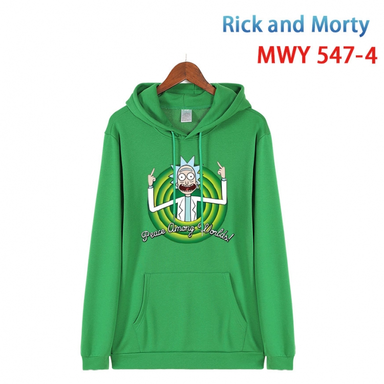 Rick and Morty Cotton Hooded Patch Pocket Sweatshirt from S to 4XL MWY-547-4