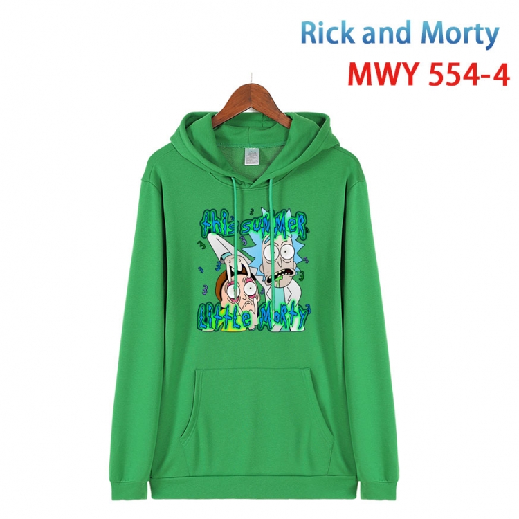 Rick and Morty Cotton Hooded Patch Pocket Sweatshirt from S to 4XL MWY-554-4