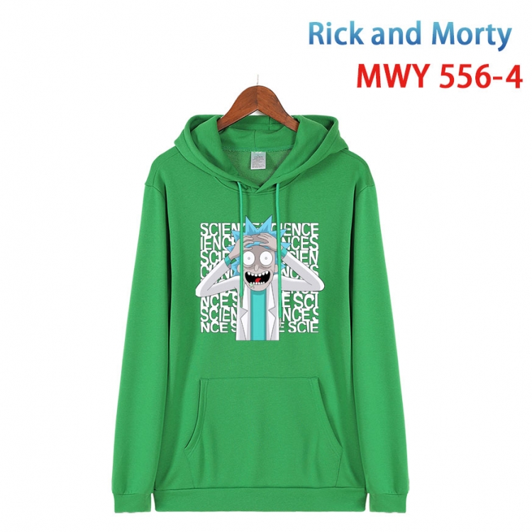 Rick and Morty Cotton Hooded Patch Pocket Sweatshirt from S to 4XL MWY-556-4