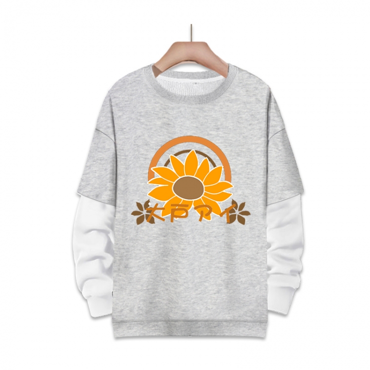 WONDER EGG PRIORITY Anime fake two-piece thick round neck sweater from S to 3XL