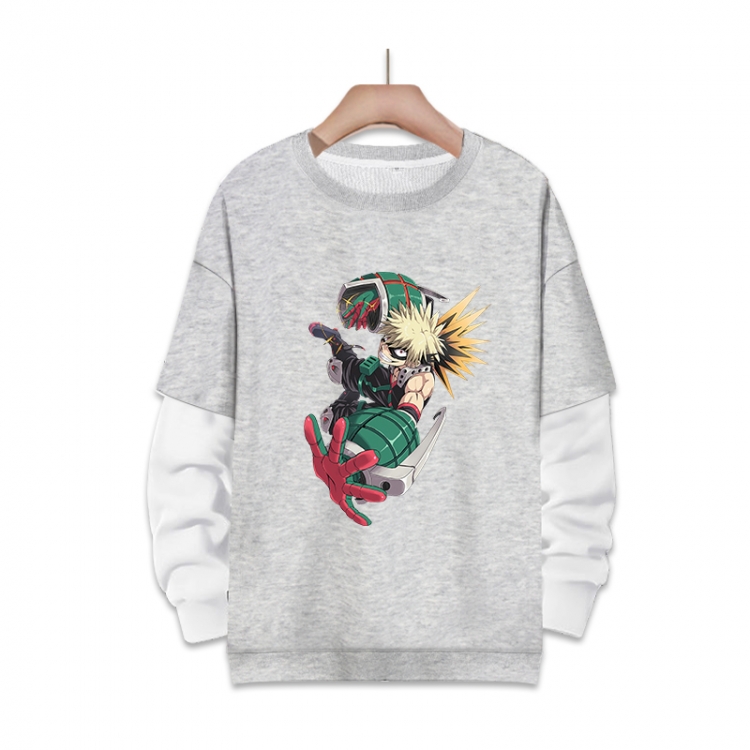 My Hero Academia Anime fake two-piece thick round neck sweater from S to 3XL