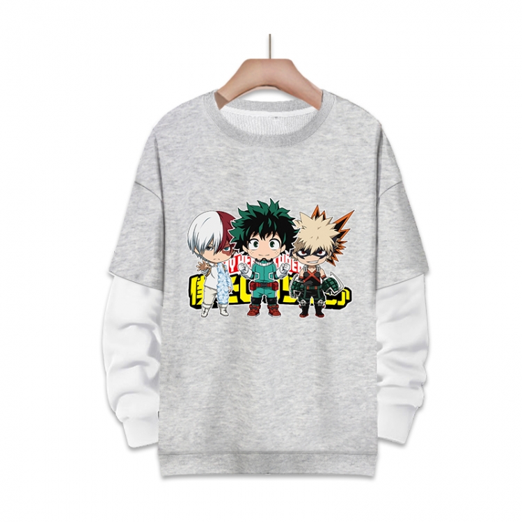 My Hero Academia Anime fake two-piece thick round neck sweater from S to 3XL