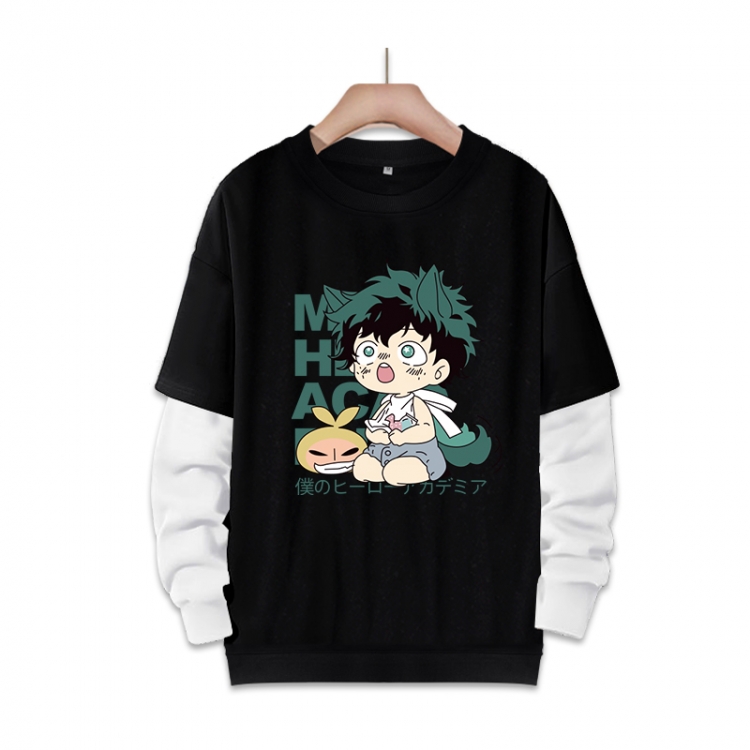 My Hero Academia Anime fake two-piece thick round neck sweater from S to 3XL