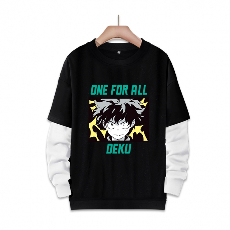 My Hero Academia Anime fake two-piece thick round neck sweater from S to 3XL