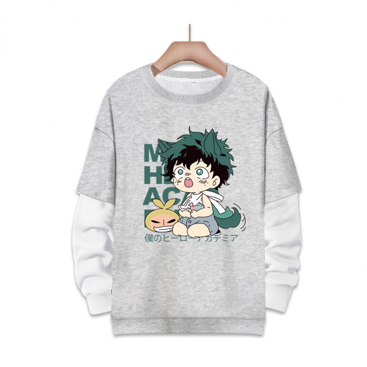 My Hero Academia Anime fake two-piece thick round neck sweater from S to 3XL