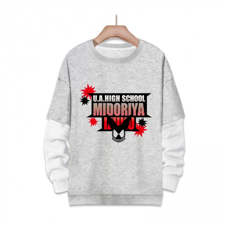 My Hero Academia Anime fake two-piece thick round neck sweater from S to 3XL