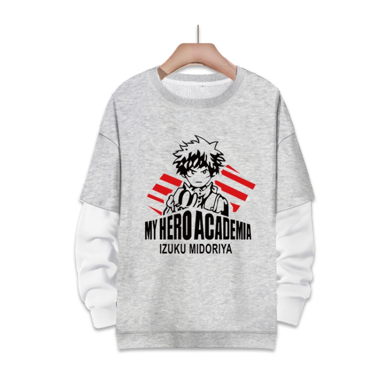 My Hero Academia Anime fake two-piece thick round neck sweater from S to 3XL