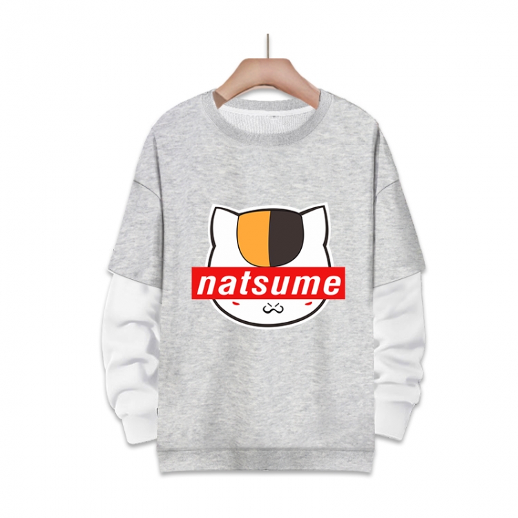 Natsume_Yuujintyou Anime fake two-piece thick round neck sweater from S to 3XL