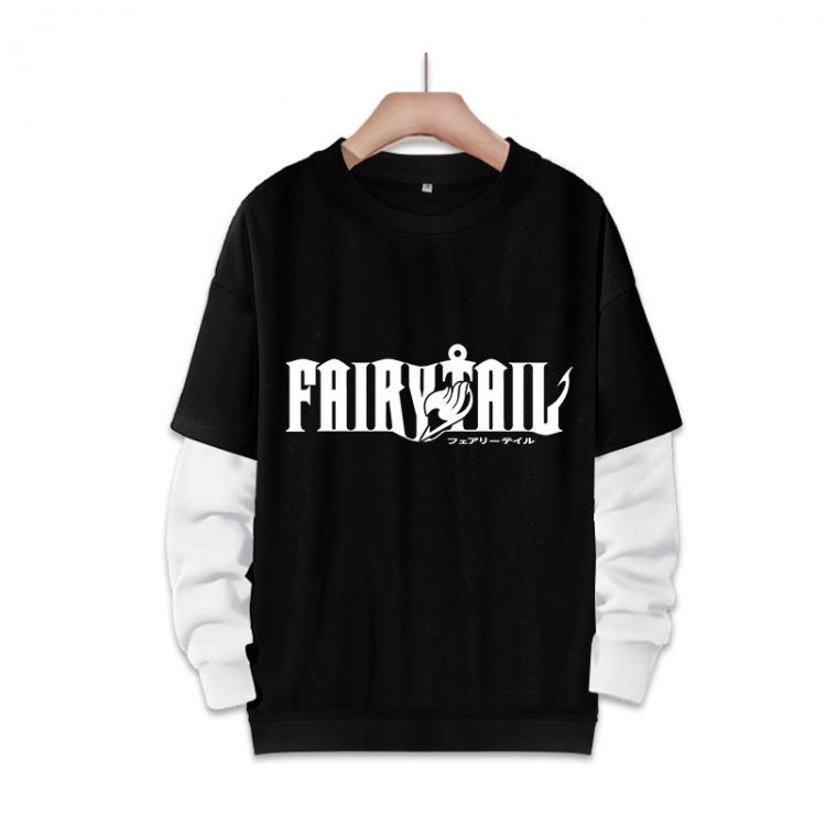 Fairy tail Anime fake two-piece thick round neck sweater from S to 3XL