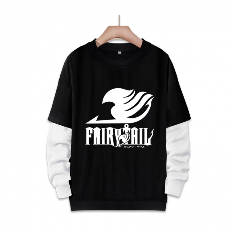 Fairy tail Anime fake two-piece thick round neck sweater from S to 3XL