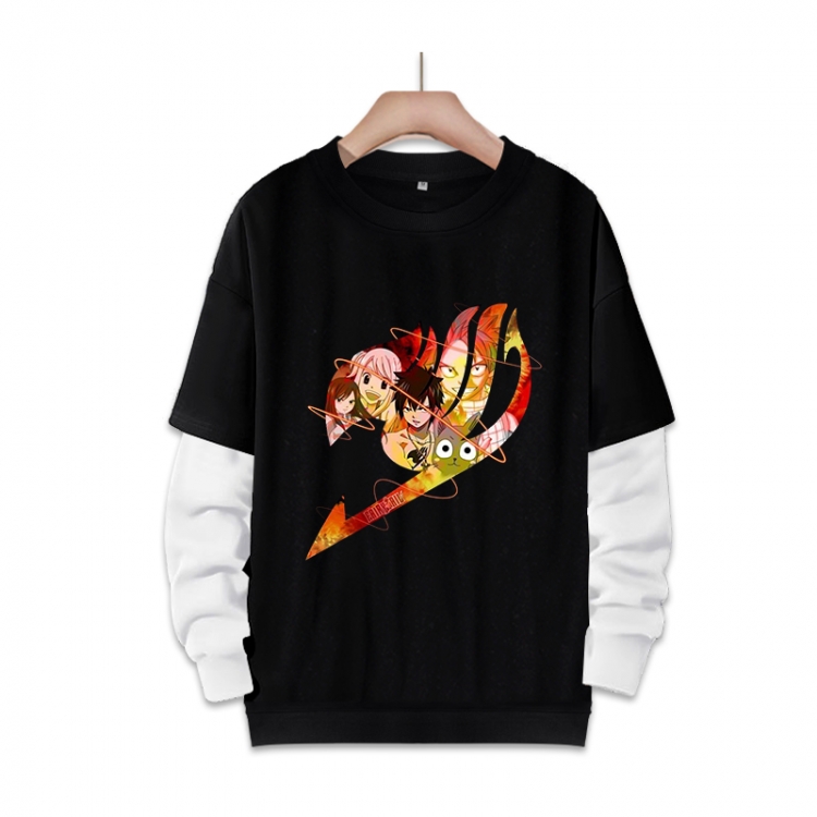 Fairy tail Anime fake two-piece thick round neck sweater from S to 3XL