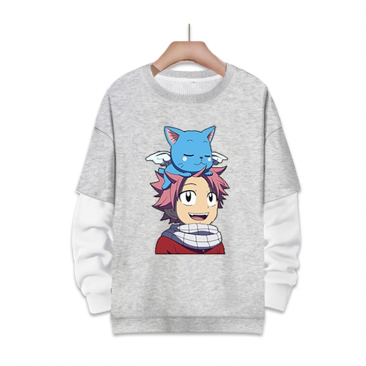 Fairy tail Anime fake two-piece thick round neck sweater from S to 3XL