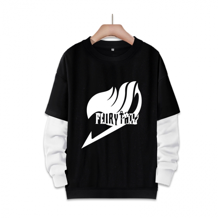 Fairy tail Anime fake two-piece thick round neck sweater from S to 3XL