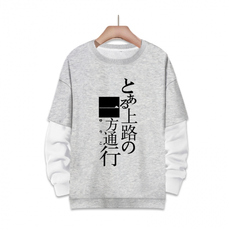 Accelerator Anime fake two-piece thick round neck sweater from S to 3XL