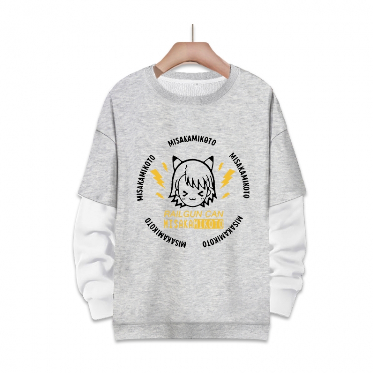 Accelerator Anime fake two-piece thick round neck sweater from S to 3XL