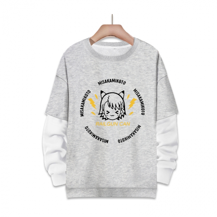 Accelerator Anime fake two-piece thick round neck sweater from S to 3XL