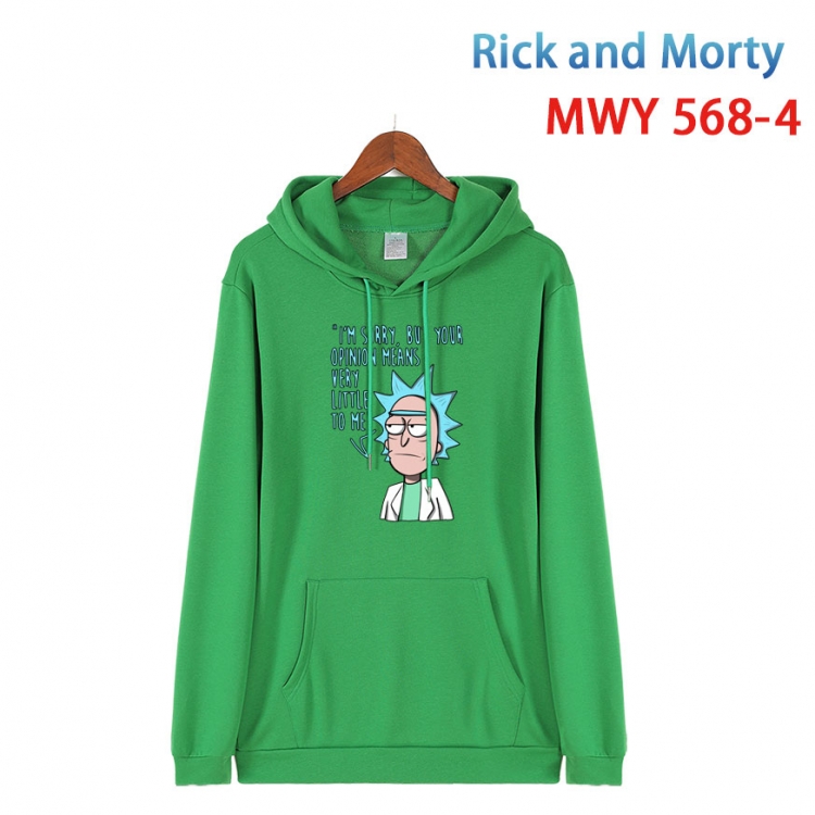 Rick and Morty Cotton Hooded Patch Pocket Sweatshirt from S to 4XL