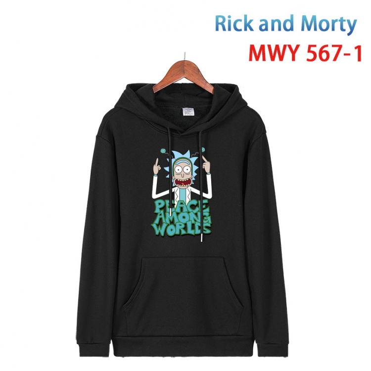 Rick and Morty Cotton Hooded Patch Pocket Sweatshirt from S to 4XL