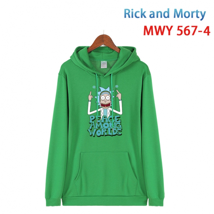 Rick and Morty Cotton Hooded Patch Pocket Sweatshirt from S to 4XL