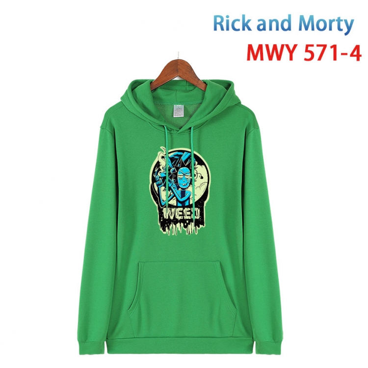 Rick and Morty Cotton Hooded Patch Pocket Sweatshirt from S to 4XL