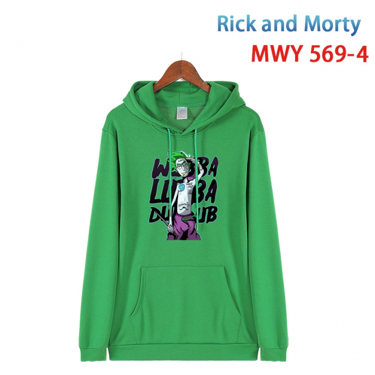 Rick and Morty Cotton Hooded Patch Pocket Sweatshirt from S to 4XL