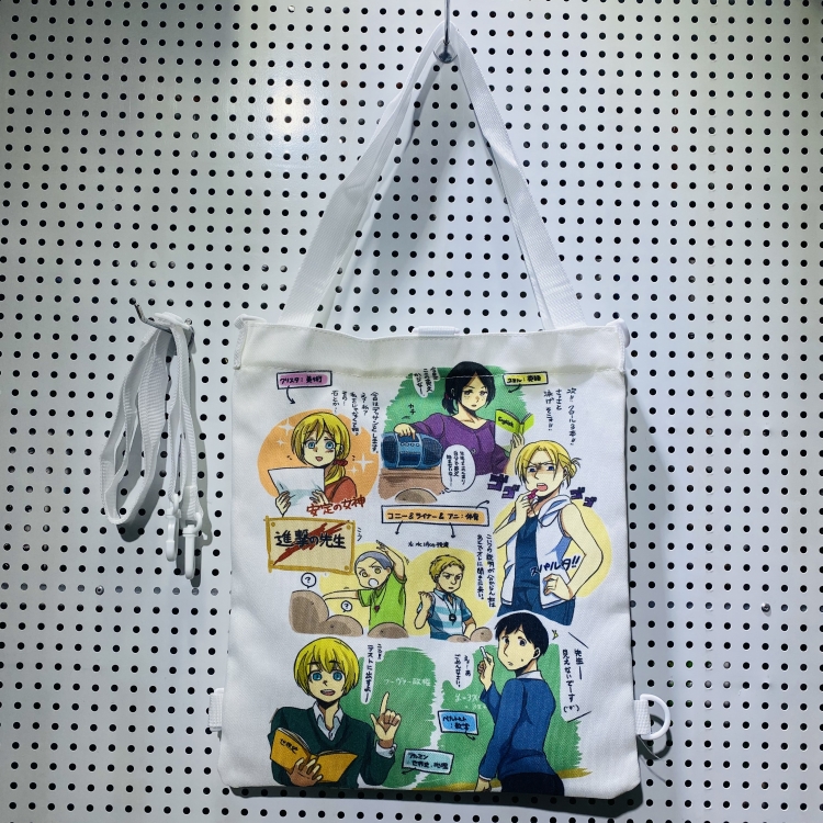 Shingeki no Kyojin Double-sided color picture canvas shoulder bag storage bag 33X32cm