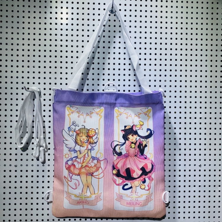 Card Captor Sakura Double-sided color picture canvas shoulder bag storage bag 33X32cm