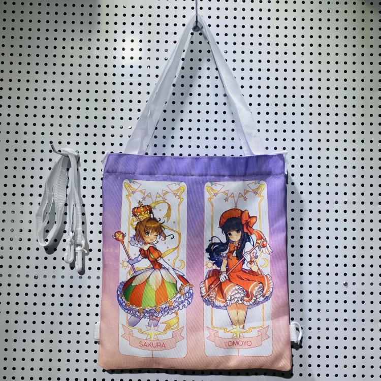 Card Captor Sakura Double-sided color picture canvas shoulder bag storage bag 33X32cm